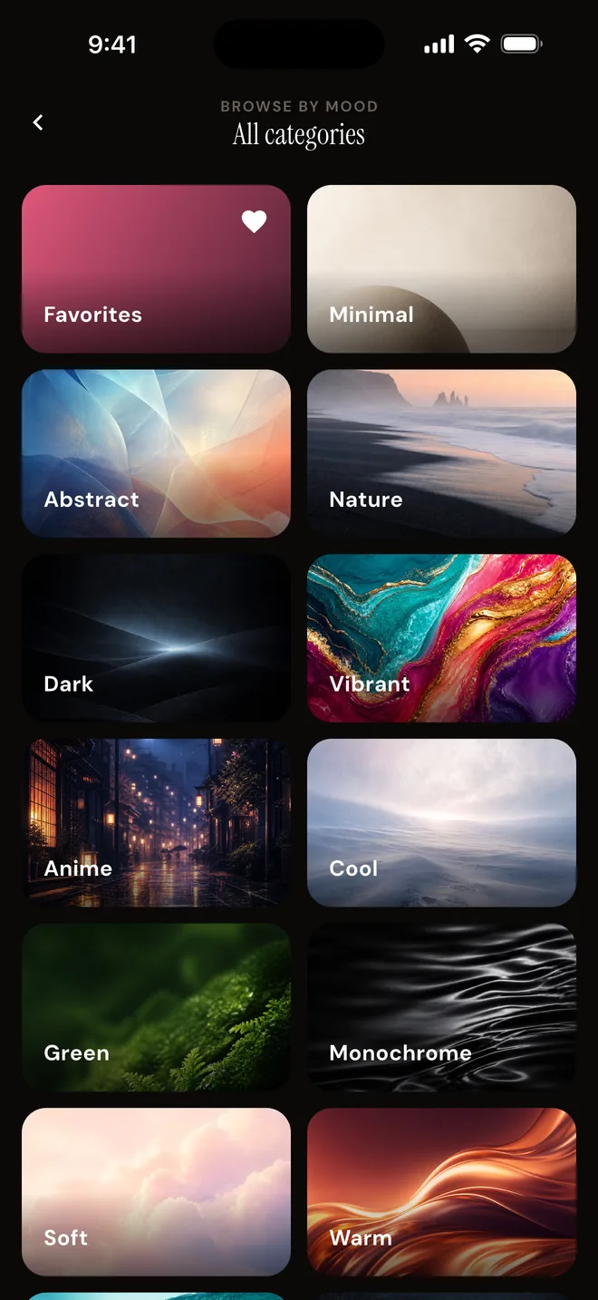 Flux style categories, each with its own cover